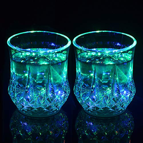 IBLUELOVER Flash Light Up Cups Luminous Liquid Sensor LED Wine Glasses Multi-Color Light Up Drink Beer Cup Bar Wedding Clubs Parties Christmas Halloween Decoration