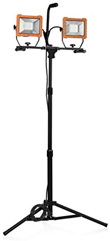Smartwares FCL-80114 Baustrahler mit Stativ – 2x 30 W LED – 4800 Lm, Schwarz/Orange