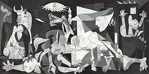 LuxHomeDecor Picasso Guernica 100 x 50 cm Tableau Impression sur panneau en bois MDF, bord noir