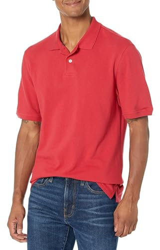 Amazon Essentials Men's Regular-Fit Cotton Pique Polo Shirt (Available in Big and Tall), Red, S