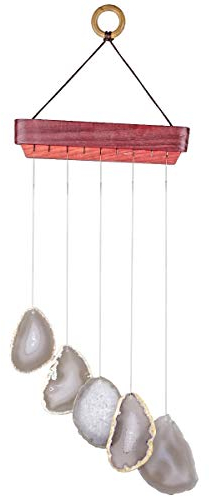 KYEYGWO Natürlicher Achat Scheiben Geode Windspiel Sun Catcher KristallsteinGlockenspiel Artwork für Hausgarten Dekoration 35-50 cm