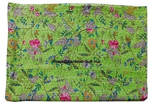 Sambhav Quilt Hub Queen/Twin/KingI Indische handgemachte Kantha-Vogel-Paradies-Druck Quilting Kantha Quilt Kantha Decke Bettüberwurf Kantha Tagesdecke Bohemian Bettwäsche Kantha Decke Überwurf
