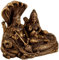 Lord Vishnu Lakshmi sitzend auf Seshnag, Messingstatue, Braun