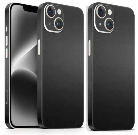 TF Skins iPhone 12 Skin (2X Stück) Schutzfolie für die Rückseite und Seiten in edler Optik inkl. Kameraschutz Schutz vor Kratzern (Matte Black)