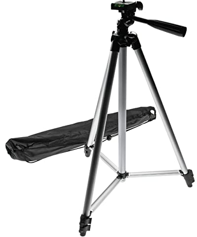 vhbw Fotostativ für Kamera - Kamerastativ inkl. Aufbewahrungstasche, 50-150 cm, Max. 2 kg, Schwarz, Silber