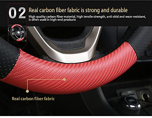 Auto Leder Lenkradbezug, Asudaro niversal Auto Lenkradhülle Lenkrad Abdeckung Mikrofaser Leder Auto Lenkradschoner Sport Universal 37-38cm Lenkradabdeckung Anti Rutsch Lenkradschutz,schwarz orange