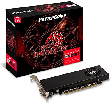 SIMPLETEK Powercolor Red Dragon Radeon AMD RX550 4GB GDDR5 - Hle Low Profile LP 128bit Dvi-D - HDMI Pcie 3.0 4K Qxga Full HD Montiert Gaming Grafiken Editing