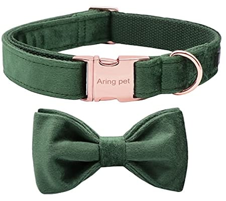 ARING PET Fliege Hundehalsband-Samt-Hundehalsbänder mit Abnehmbarer Fliege, verstellbares weiches Samt-Schleifenhalsband Geschenk für Mädchen und Jungen, bequemes Hundehalsband