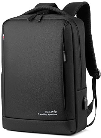 FORRICA Zaino Uomo 15.6 Pollici Portatile Zaino Porta PC con Porta USB Impermeabile Tessuto Oxford Ragazzo Zaini da Scuola Grande Zainetto per Lavoro Università Viaggio Nero