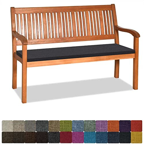Bankauflage Stuhlkissen Bankkissen mit Krawatte Waschbar ,90x35x5cm,1 2 3 4-Sitzer Sitzkissen Rutschfeste Auflage für Gartenbank ,Küche,Terrasse Innen und Außenbereich,Dicker Leinenstoff,Schwarz
