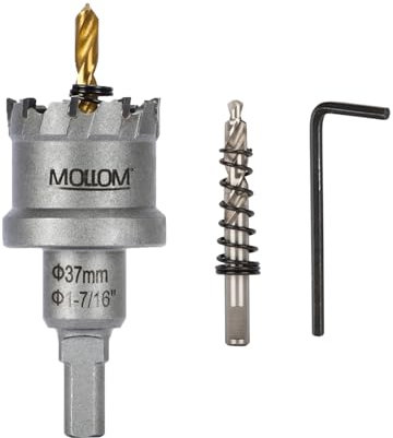 Mollom (37mm | 1-7/16) Seghe a tazza in carburo pesante con 2 punte pilota, taglia acciaio inossidabile, acciaio dolce, ferro, rame, ottone, plastica