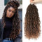 SOKU 5 Packs/Lot 45cm Ombre Brun Rivière Faux Locs Ondulés avec Extrémités Bouclées Crochet Cheveux Synthétique Crochet Tresses Dreadlocks Africain Twist Tresse 24 Brins/Pack