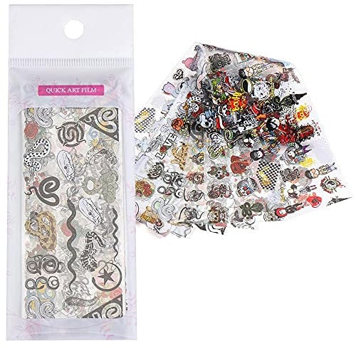 10pcs/set Manicure Nail Art Decoration Skull Rose Nail Foils Dragon Snake Nail Stickers