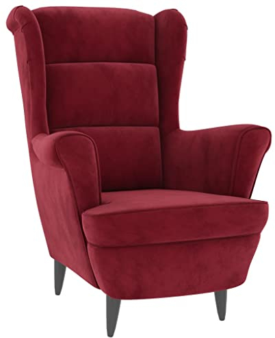 Hommdiy Sessel Loungesessel Fernsehsessel Ohrensessel Relaxsessel Wohnzimmersessel Couchsessel Armsessel Polstersessel Lounge Weinrot Samt