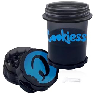 KUCKOW Grinder Herb Spice grinder Hand-cranked Plastic Grinder with Handle 62mm grinder storage tank 2 in 1（Black blue）