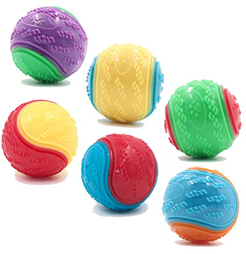 6Pcs Squeaky Dog Ball, Dog Toys Teeth Cleaning Puppy Chew Toys Pet Training Ball Dogs Interactive Dogs Balls