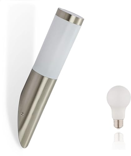 INNOVATE LED Außenlampe IP44 | Wandlampe Outdoor | LED Gartenbeleuchtung außen | Außenleuchte wand | Außenwandleuchten inkl. E27 Leuchtmittel 40CM Edelstahl