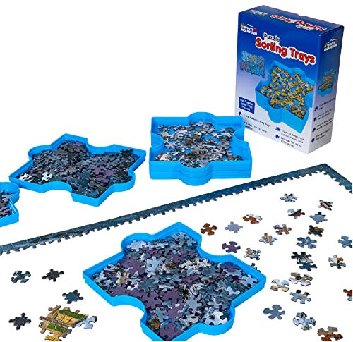 White Mountain 6 Plastic Puzzle Shaped Trays, Stores Up to 1000 Jigsaw Puzzle Pieces