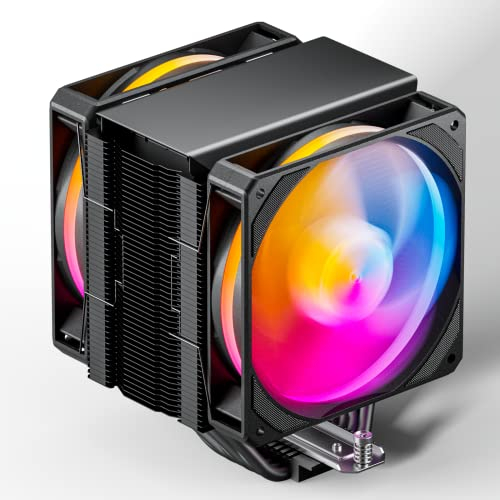 upHere ARGB Disipador de CPU 6 tubos de calor de cobre de torre única con dos ventiladores PWM de 120 mm para Intel LGA 1700 2011 2066 (placa base X79/X99) 1200 115X/AMD AM5/AM4 Socket universal, L6DC
