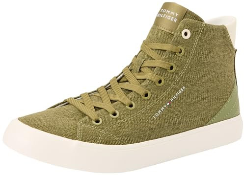 Tommy Hilfiger TH Hi Vulc Summer Cvs Fm0fm05076, Zapatillas Hombre, Verde Mash Green 01, 43 EU