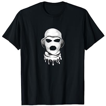 Weiße Ski Maske, Skihaube t shirt Motiv, Vermummung Maske T-Shirt