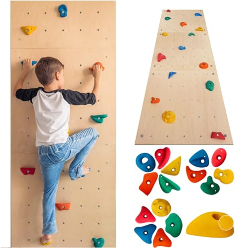 Create for you® - Kletterwand Kinderzimmer + 15 Klettersteine - Kletterwand für Kinder Indoor - Klettergerüst und Spielgeräte Indoor - Klettern mit Klettergriffe für Kinder - 75x225 cm