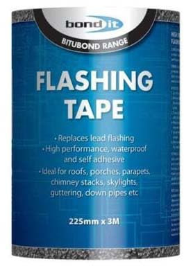 Bond It Flashing Tape Lead Self-Adhesive Roofing Flashband Grey Sizes 100m & 3m Self-Adhesive Bitumen Roofing Flashband (225mm x 3m)