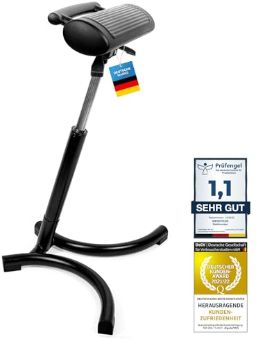 Werkfox® Stehhocker Ergonomischer Höhenverstellbarer Hocker; Stehhilfe Werkstatthocker Stehstuhl für Schreibtisch, Büro, Industrie