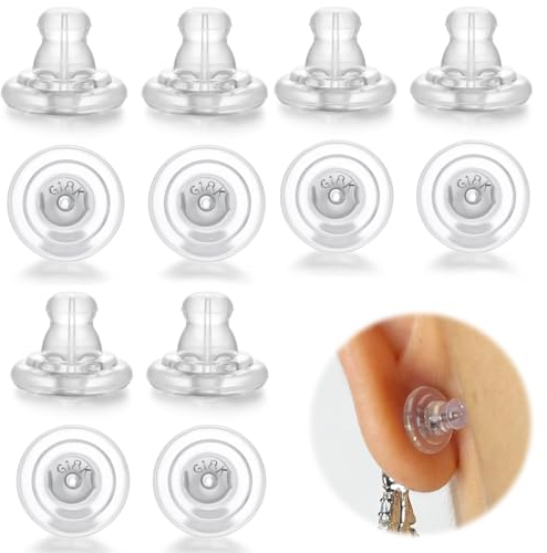 Ruzister 12 pezzi di ricambio in silicone ipoallergenico per orecchini/orecchini pendenti in silicone di ricambio per orecchini pendenti, orecchini ipoallergenici