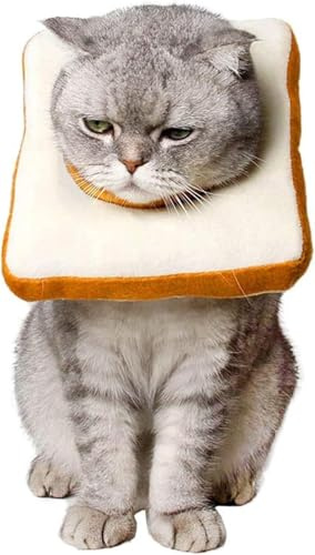 Adjustable Cat Cone Collar Soft, After Surgery Recovery Neck Cone, M | Reusable bread cat cone to stop licking and scratching, elizabethan collar alternative, machine washable, soft cotton filled
