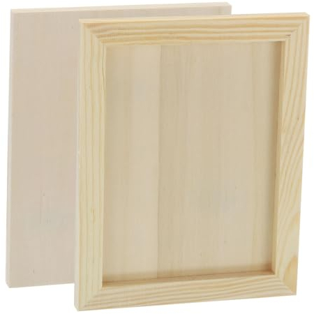 PATIKIL Unfinished Wood Canvas Panel 7x6 Deep 0.4, 8 Pack Wooden Paint Pouring Panel Boards Cradled for Pouring Art DIY Crafts