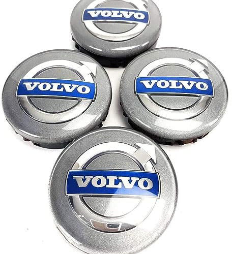 4 Stück Auto Radnabenkappen für Volvo V40 V60 S60 S80 XC60 XC90 64mm, Auto Radnabendeckel Nabenkappen Radnabenabdeckung mit Logo, Radkappen Felgenkappen Zubehör