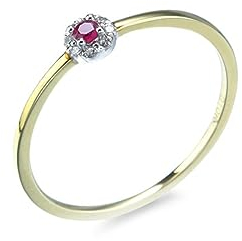 Whoiy Frauen Hochzeitsringe Gelbgold, Echt Gold Verlobungsring 14 Karat Zierlich Eheringe Trauringe 585 Damenringe Rubin Größe 66 (21.0)