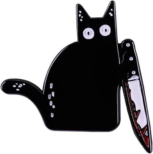 Schwarze Katze Emaille Pins - Niedliche Cartoon Tier Brosche Pin für Rucksäcke, Jacken, Hüte & Dekoration - Metall Katze Emaille Brosche Pins für Frauen & Männer - Geschenk