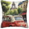 KLAMN Quadratisches Dekokissen mit Paris-Postkarte, mit weichen Kissenbezügen, Kissenbezug mit Einsätzen für Zuhause, Sofa, Schlafzimmer, Dekoration