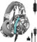 Oniverse Casque Gaming PS5 PS4 SWITCH 2 XBOX PC MAC avec Micro réglable, LED, Haut-parleurs 50mm, Coussinets tissu respirant - Casque gamer stéréo filaire Nebula (Urban Camo/Gris)