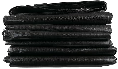 Tarpaulin Regular And Heavy Duty Waterproof Cover Tarp Ground Sheet Multi Sizes Transparent Blue Silver Clear Camo Army (Black (250GSM), 1.5 x 2m)
