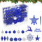 HENGMEI Weihnachtskugeln Kunststoff 108 Stück Christbaumschmuck mit Stern Spitze Christmas Decorators Aufhängen Weihnachtsbaumschmuck - Saphirblau