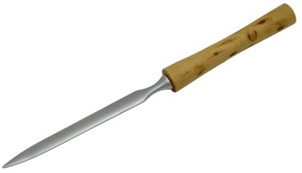 Edler Brieföffner mit Griff aus Edelhölzern, Holz handgedrechselt (Maserbirke, chrom)