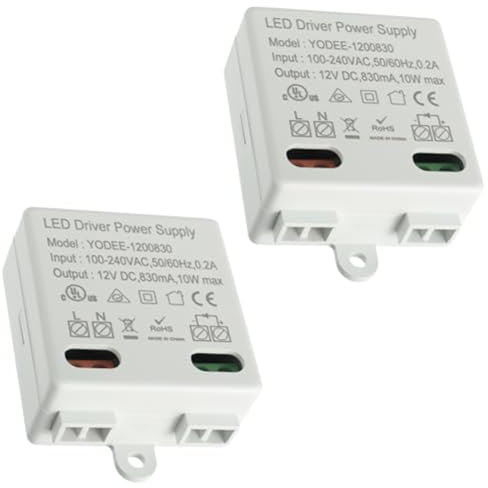 Tynmoel 2 PCS Plastica 12 V/DC 10W Mini Mini Trasformatore per Luci LED e Strisce LED da 12 V, Nessun Requisito di Carico Minimo