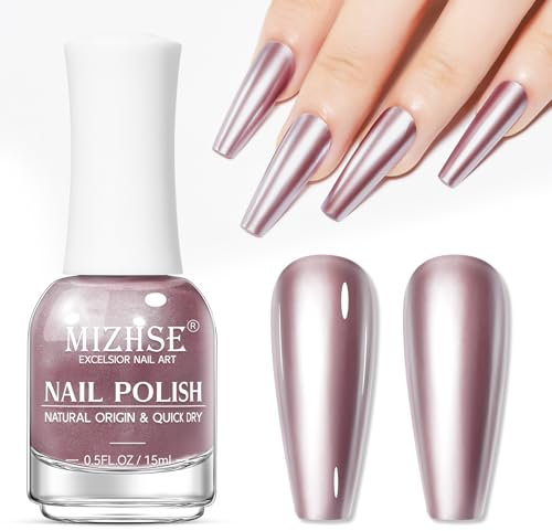 MIZHSE Metallic Nail Polish, Metal Effect Chrome Nail Polish 3D Mirror Effect Quick Dry Long Lasting No Need UV Lamp For DIY Nail Art At Home Salon Manicure