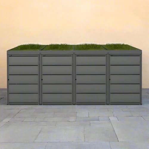 MY-MÜLLTONNE OBOX Bloom 4er Mülltonnenbox mit Pflanzdach für 4 Tonnen 240L