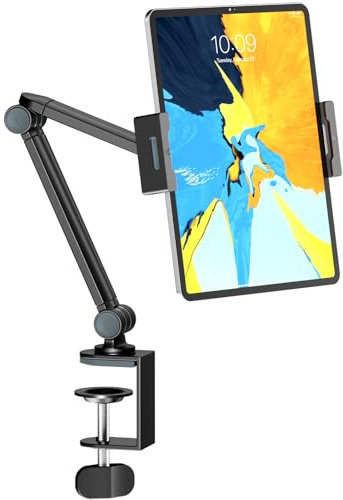 Putilsen Mount Supporto da tavolo per tablet, con supporto regolabile, flessibile, per iPad, Kindle, telefono cellulare e altro, supporto per apparecchi a collo d'oca per tablet da 4,7 a 12,9, nero