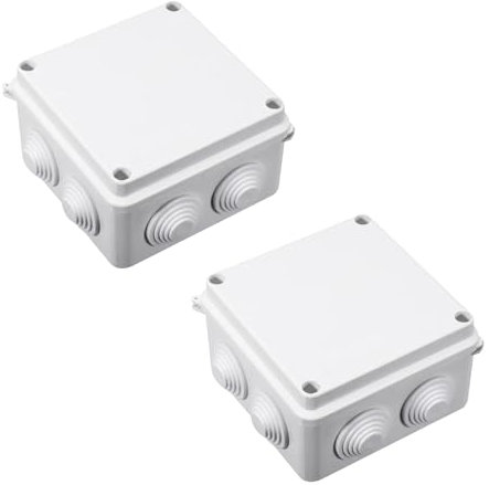 Anschlussdose Wasserdicht,Aufputz Abzweigkasten,Abzweigdose,Elektrische Abzweigdose,7-fach Abzweigkasten,Universal Elektro Projekt Gehäuse,Kunststoff Steckerverschraubung,100x100x70mm,Weiß,2 Stück