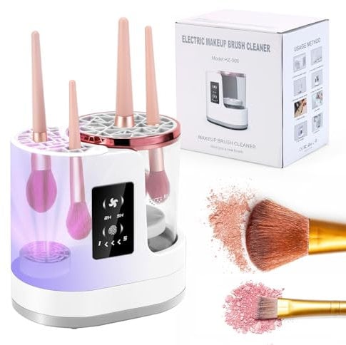 Electric Makeup Brush Cleaner and Dryer 3-in-1,Electric Makeup Brush Cleaner Machine - Timed Drying Available,Convenient Deep Cleaning Kit, Automatic Cleaning Tool for All Size Brushes