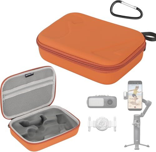 LHPHEIX for DJI OSMO Mobile 7P Case,Storage Bag for DJI OM 7P Combo,Mat PU Waterproof Portable Travel Case for OSMO Mobile 7P Gimbal,Multifunctional Module and More Accessories(Orange)