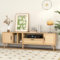 Jaxenor 180cm TV Stand Cabinet Unit for 80 Inch TVs, Spacious Rattan Decoration TV Cabinet with Storage, TV Unit for Living Room, Bedroom, 2 Doors and a Drawer