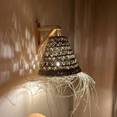 La Maison Unique: Abat-jour à Suspension en Paille Naturelle - Tressé à la Main - Lustre Maroc Marocain - Mobilier Bohème, Ethnique, Rustique et Minimaliste 2002250902