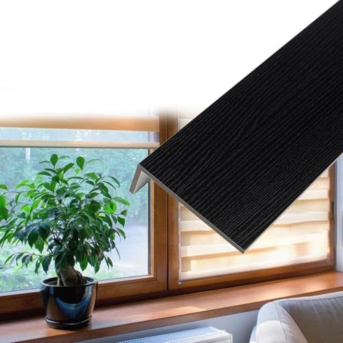 wasserdichte Fensterbank Verkleidung Innen Schwarz Holzmaserung - Acryl-Kunststoff Fensterbrett-Abdeckung - Innenfensterbank Fensterbänke für Fenstersims Renovierung, Kratzfest(110x12cm(43.3x4.7in))