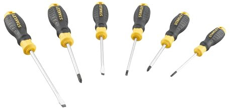 Stanley Cushion Grip™ Screwdriver Set, 6 Piece, Engineered from high-Strength, Chrome Vanadium Steel to Reduce The Chance of tip Breakage
